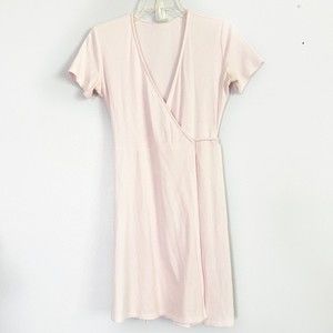 Aritzia Sunday Best Pink Giselle Ribbed Wrap Mini Dress - S